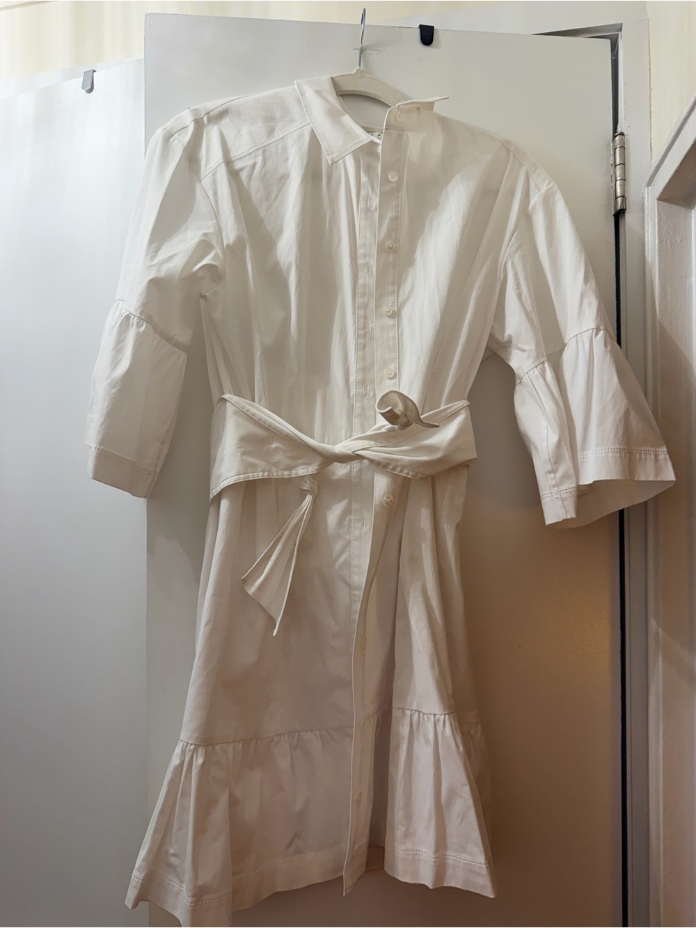 Veronica Beard White Shirt Dress with Tie Waist
